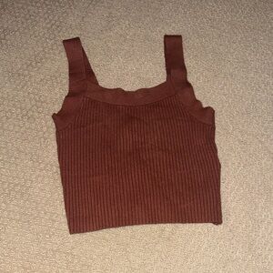 Ribbed Square-Neck Crop Tank Top
